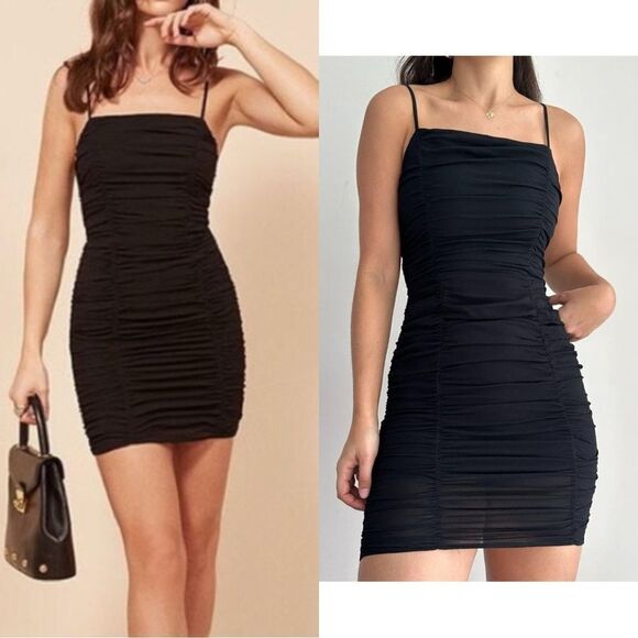 Reformation Wyatt Mini Black Dress Size 2 - Picture 3 of 14